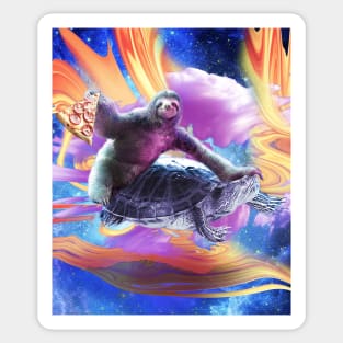Trippy Space Sloth Turtle - Sloth Pizza Sticker